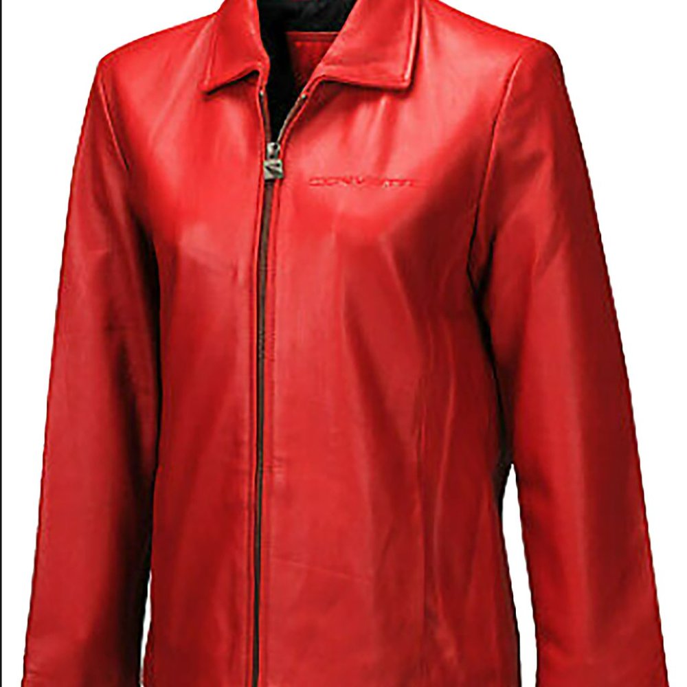 MidAmerica Motorworks Corvette Red Leather Jacket CORVETTE Embroidered on front